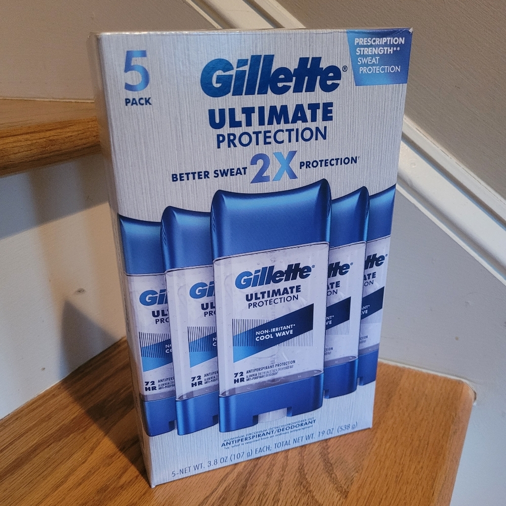 NEW Gillette Ultimate 2x Protection Deodorant 5 Pack Non-Irritant Cool W…